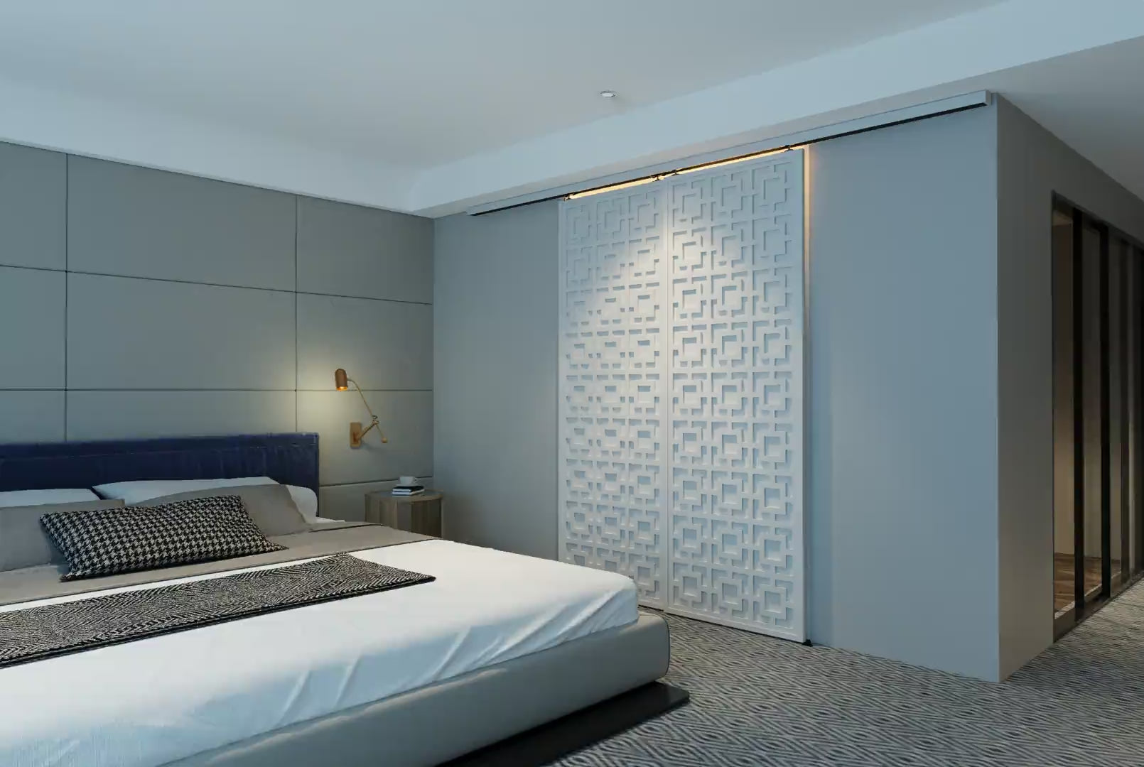 Sliding Barn Door with Decorative Overlay  Sliding Barn Door.